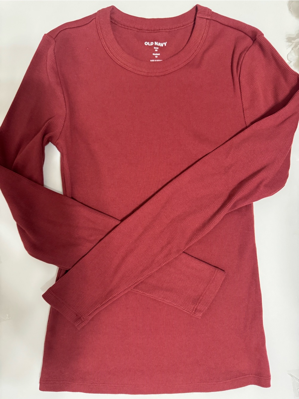 Old Navy Ribbed Crewneck Top in Rose Red